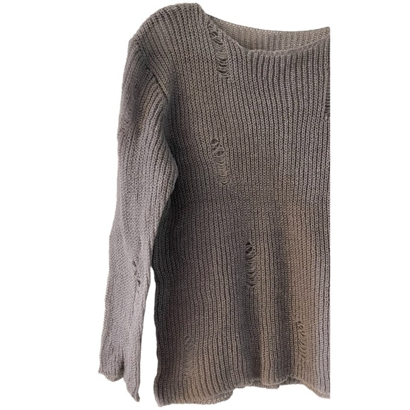 NWOT! Fairycore Grey Distressed Sweater. Soft sheer warm super cute. Lightweight - Picture 3 of 6